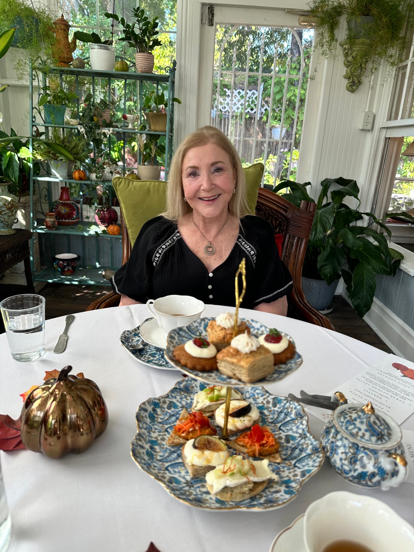 Suzanne Claxton at an afternoon tea in Dallas